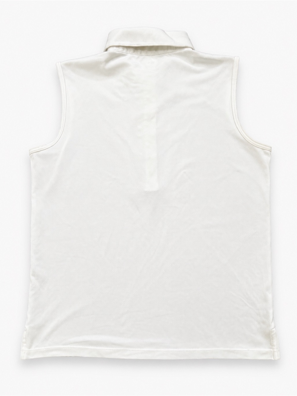 Tory Burch Tory Sport White Sleeveless Polo Top Navy Ruffle Trim Size S Athletic - Picture 4 of 4